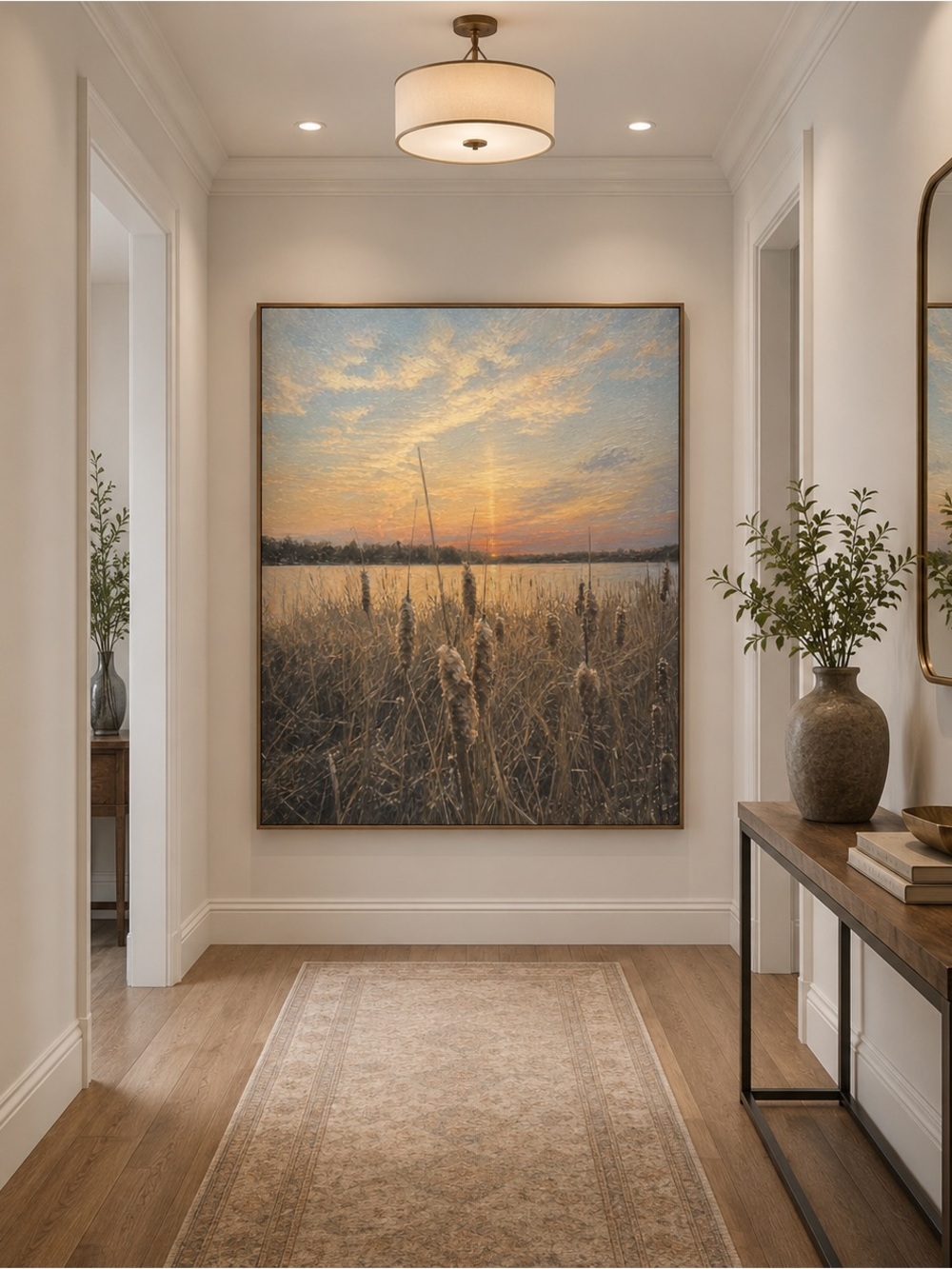 Sunset Marsh Wall Art - Blue & Gold Kawartha Lakes Pigeon 12x12”